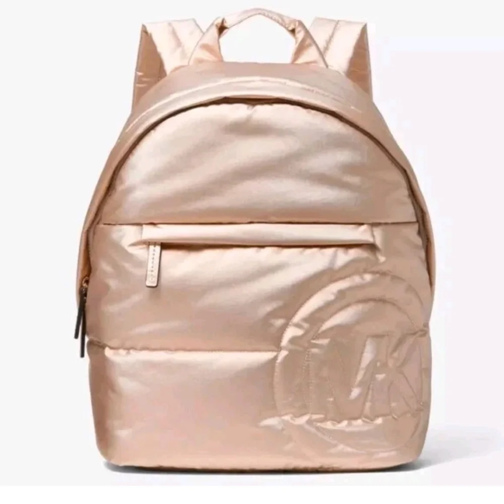 MICHAEL KORS Rae Medium Quilted Rose Gold Metallic Cotton Blend Backpack SEALED